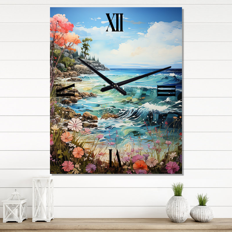Horloge murale Whimsical Shores - Coastal Beach, Très grand