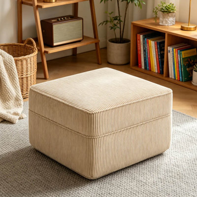Martha Cloud Comfort Ottoman Camel, Silky Corduroy Fabric With High-resilience Foam And Wide Armrests, Breathable Design For Apartment Living Room Small Space, Hassle-free Unbox And Fluff