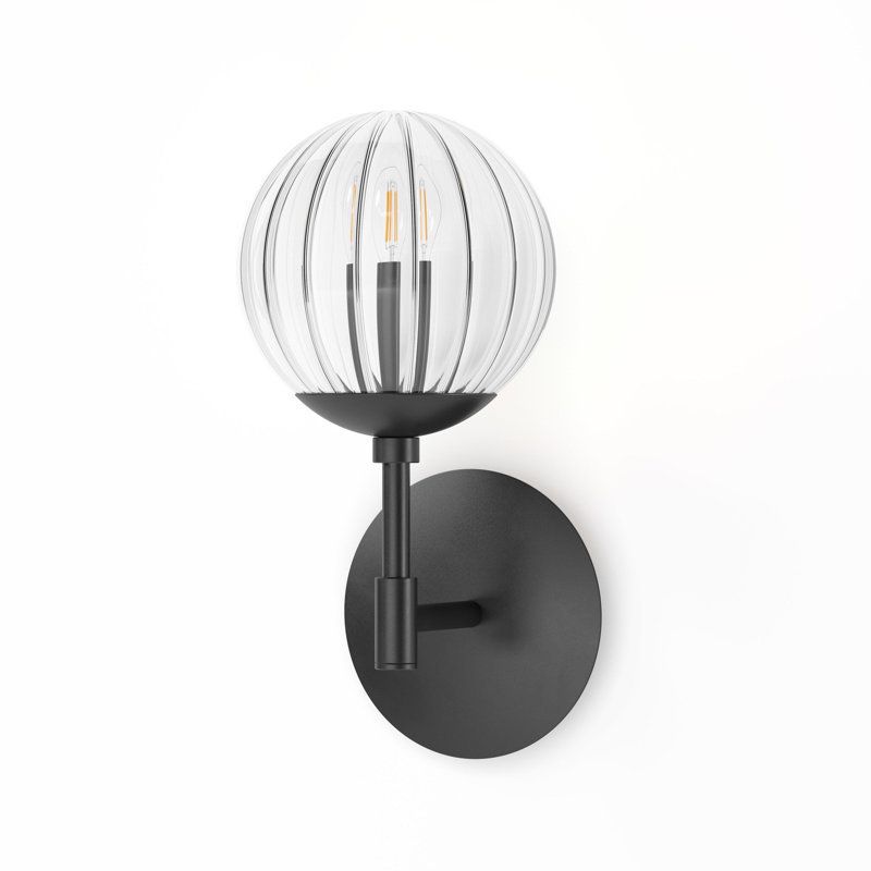 Sunset 1 - Light Armed Sconce, Clear, Black Gunmetal