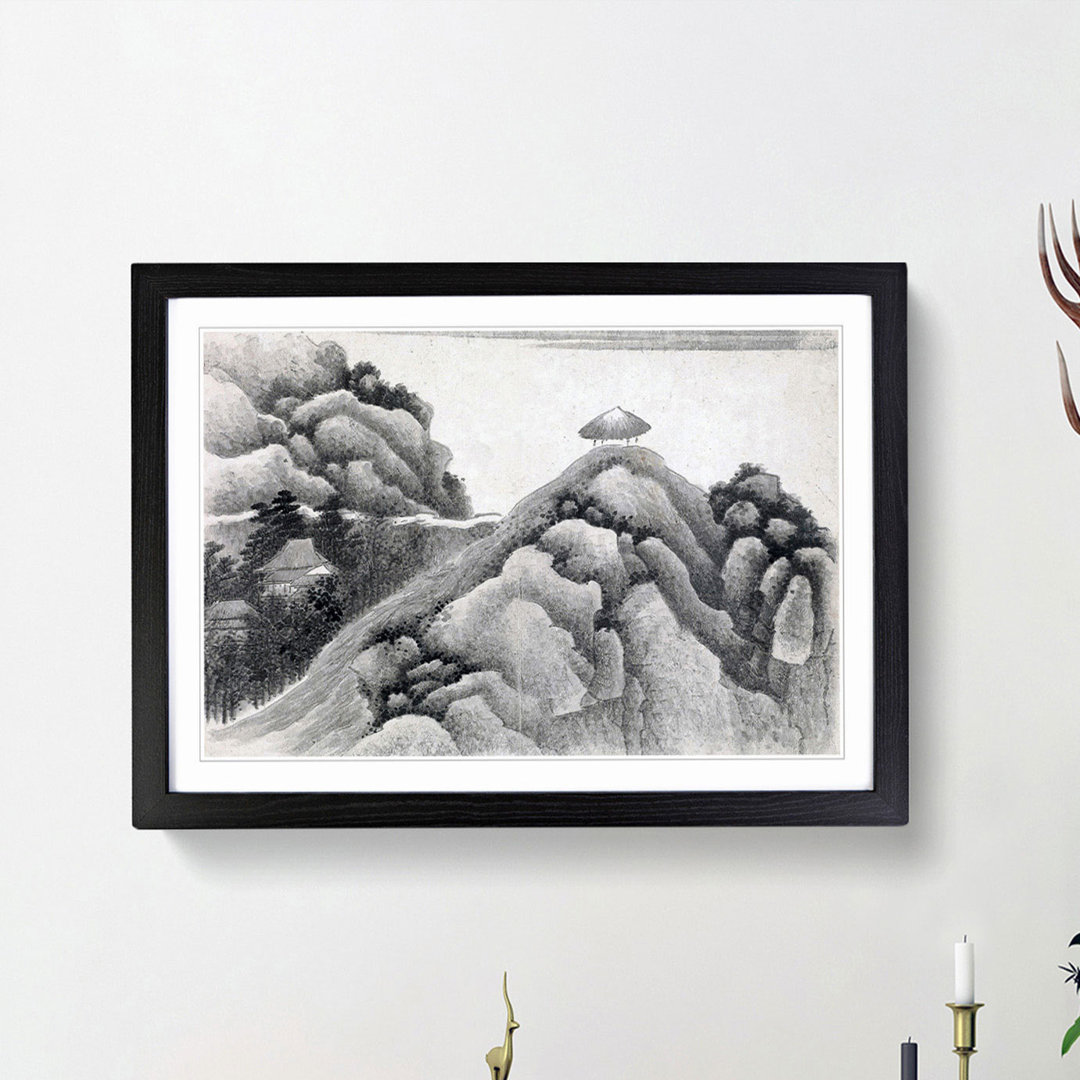 Hut on the Mountain Top by Gong Xian - Framed Print