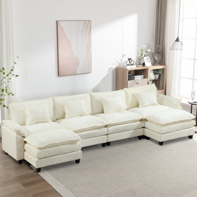 Canapé modulaire rembourré 6 pièces avec méridienne amovible