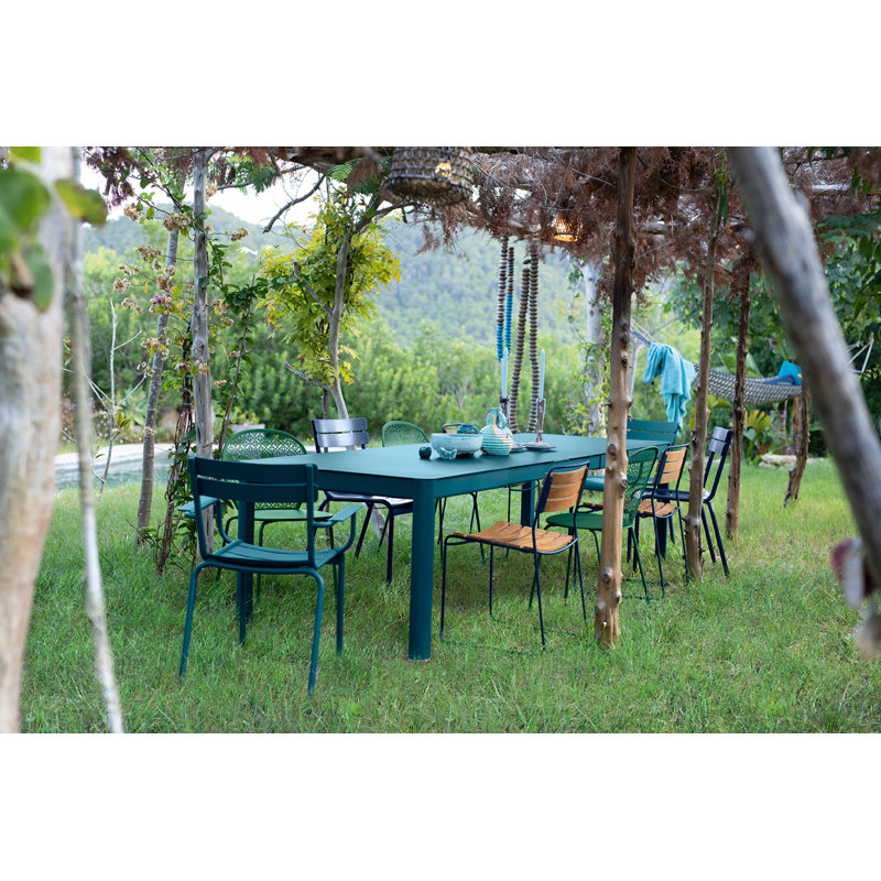 Ribambelle Outdoor Dining Table, Acapulco Blue, 29" H x 118" W x 39.5" D