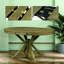 Table de salle à manger rétro extensible avec rallonge papillon - base en bois massif, convertible ovale / ronde pour 6 personnes-616954080-616954086
