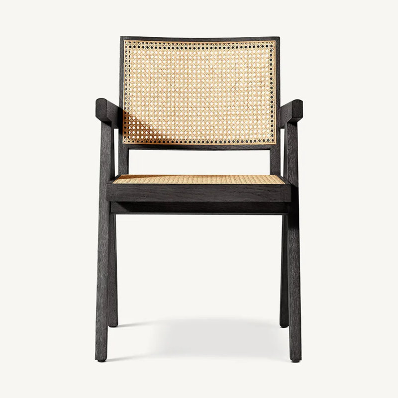 Chaise de salle à manger avec accoudoirs Rhia, Noir, noir, noir, noir