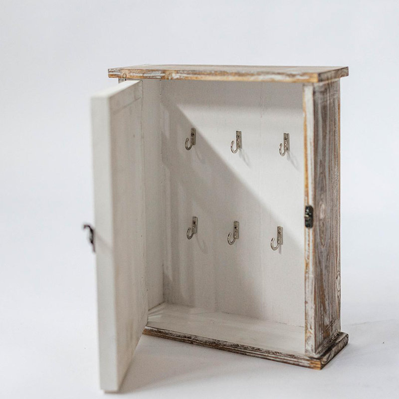 Laver l'armoire à clés murale, H 13 po x l 4 po x P 10,75 po, Brun, blanc