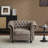 Camberley 39.5" Wide Tufted Chesterfield Club Chair with Scrolled Arms, Nailhead Trim, and Turned Legs-388164770