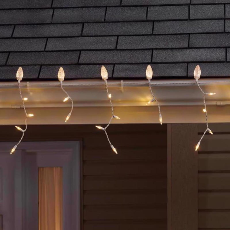  Lumières de Noël en forme de stalactite 70 pi, Blanc