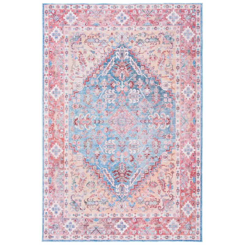 Chartier Oriental Blue/Rust Area Rug, Rectangle 4' x 6'