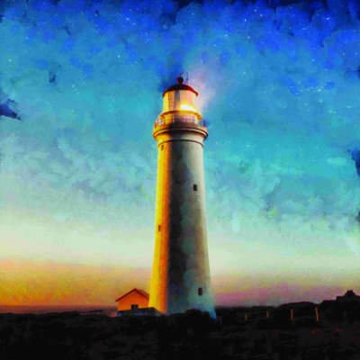 " Lighthouse With Stars "