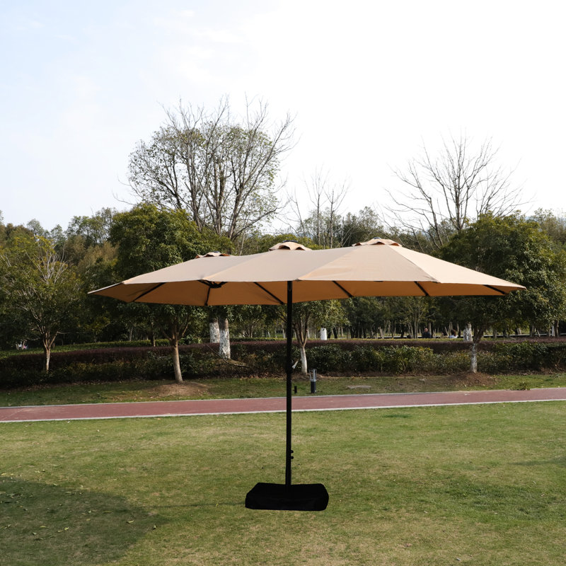 Double parasol Weather Patio - tissu de base taupe 15 x 9 pi