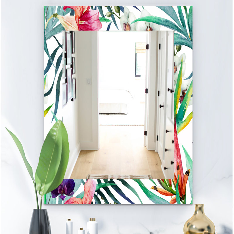 Miroir d’appoint 8 décorations de style tropical, H 39,4 po x l 29,5 po