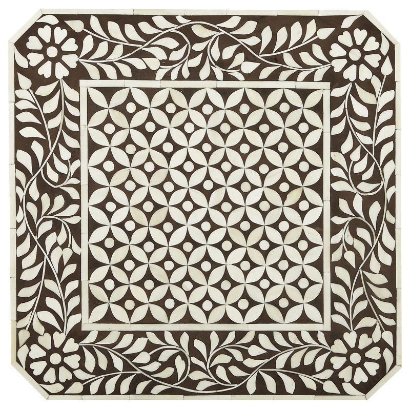 Amelia Brown Bone Inlay Square Side Table