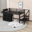 Lit mezzanine simple élégant avec tiroirs de rangement, tablette et éclairage-725963438