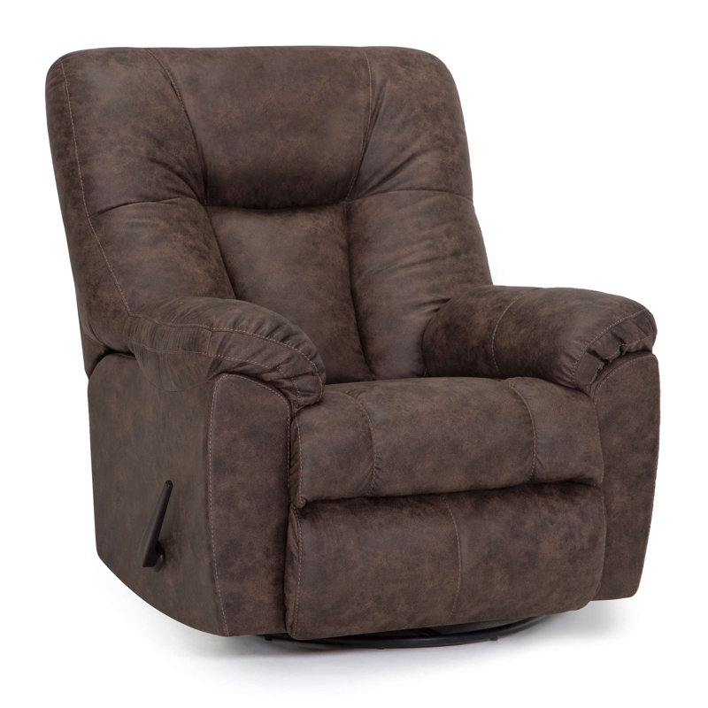 Jerrin Upholstered Swivel Recliner, Brown