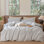 Ensemble de housse de couette à rayures 100% coton lavé MooMee
