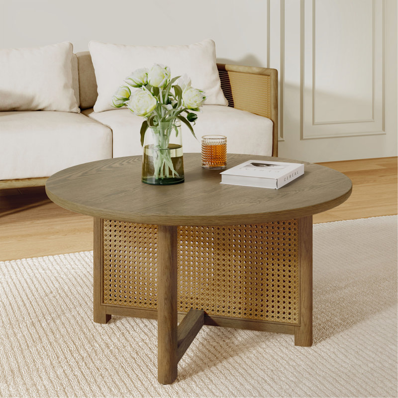 Table basse en rotin et bois Aylen