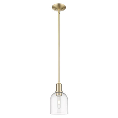 Arcadia - Berbor - 1 Light 6" Stem Hung Mini Pendant - Champagne Bronze Finish - Clear Shade