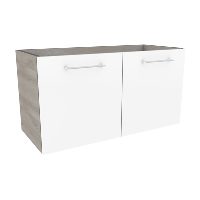 Lima 80cm Single Bathroom Vanity Base Only, Stone Ash / White