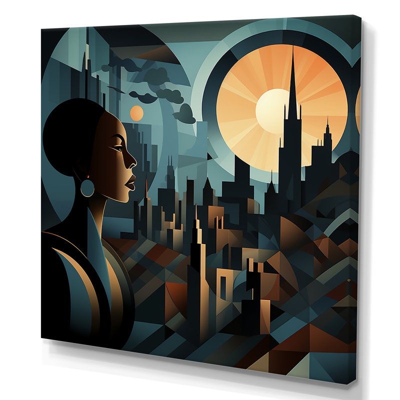 Portait Harlem Renaissance II - art mural afro-américain, Toile tendue, 30" H x 30" W