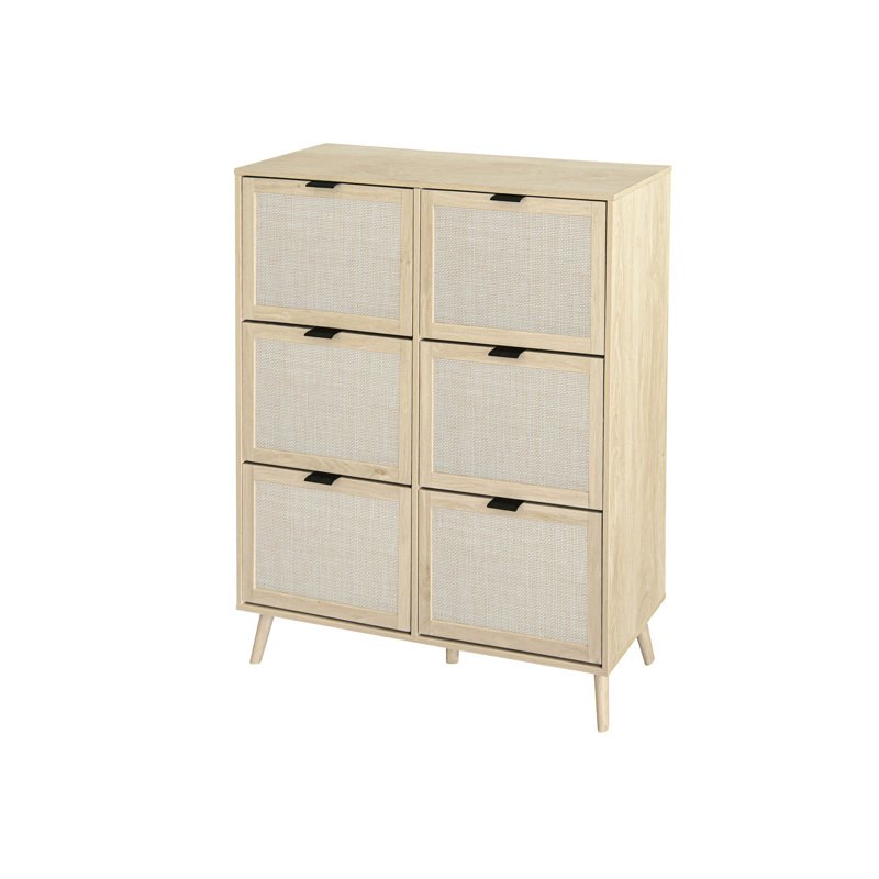 Rattan 6 Door Shoe Rack