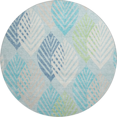 Premium Machine Washable Prisco Teal Rug