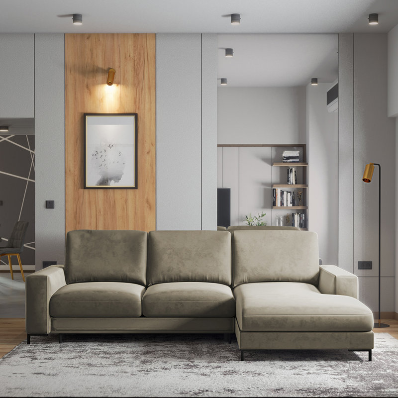 Benites 3 Seater Sofa Bed, Dark Grey, Right Hand Facing
