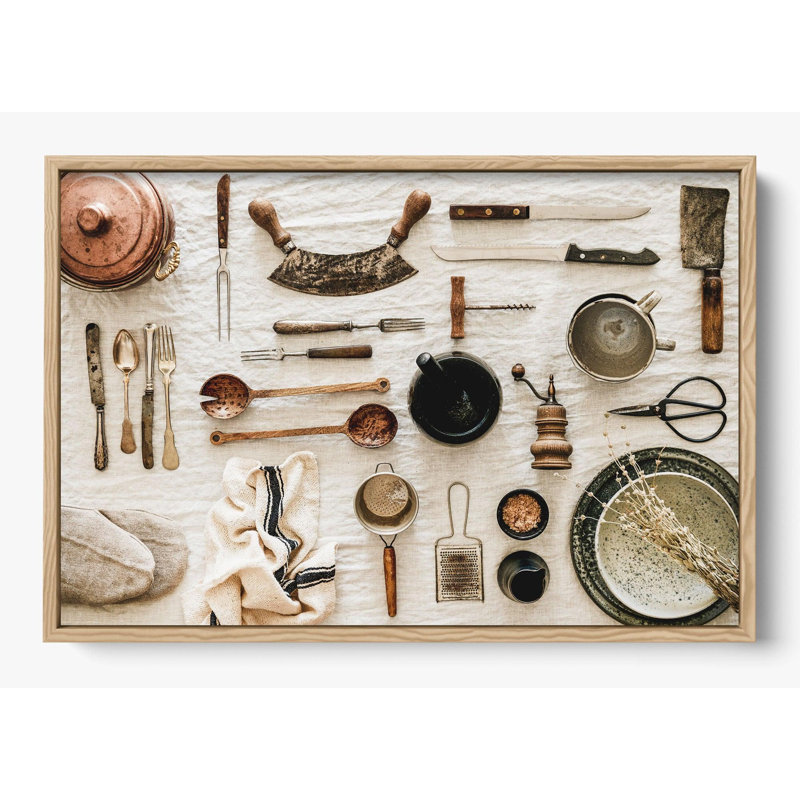 «My Mother's Table», H 38 po x l 50 po, Impression encadrée sans passe-partout, Bois naturel