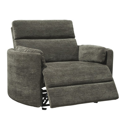 Upholstered Extra Wide Glider Power Recliner with Round Arms by Hokku Designs