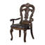Fauteuil 2 pièces de style traditionnel avec corbeaux ornés et finition chêne / beige pour les salles à manger élégantes