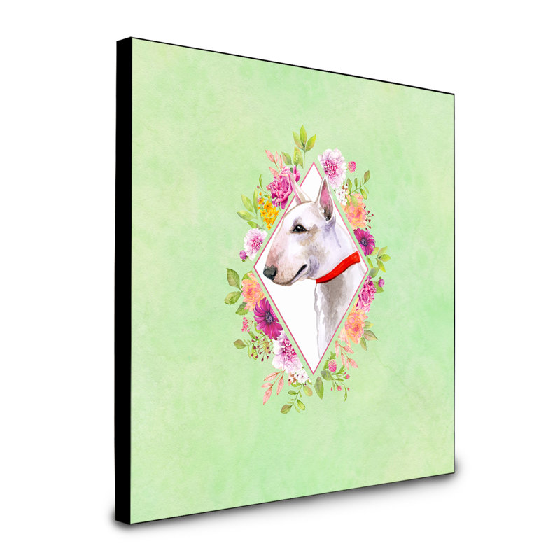 Panneau mural Dollman Flowers, Rose, Bull terrier beige