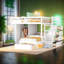 Lit superposé double au-dessus de simple et peu encombrant, solution pour maison moderne en bois massif