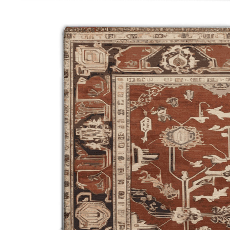 Tapis d'intérieur et d'extérieur brun Persian, Rectangle 4pi x 6 pi