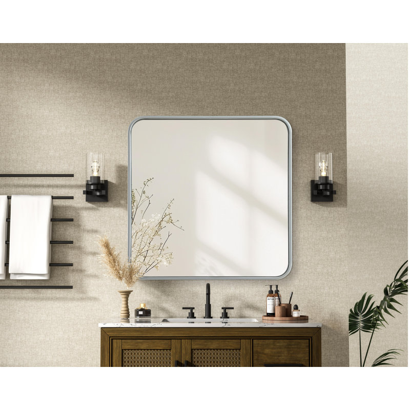 Erath Contour Metal Mirror, Silver, 24" x 24"