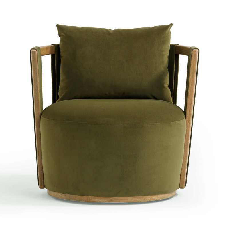 Gosport Upcycled Fabric Swivel Chair, Green Pintu Velvet