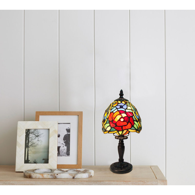 Tiffany Style Mini Table Lamp — Rose