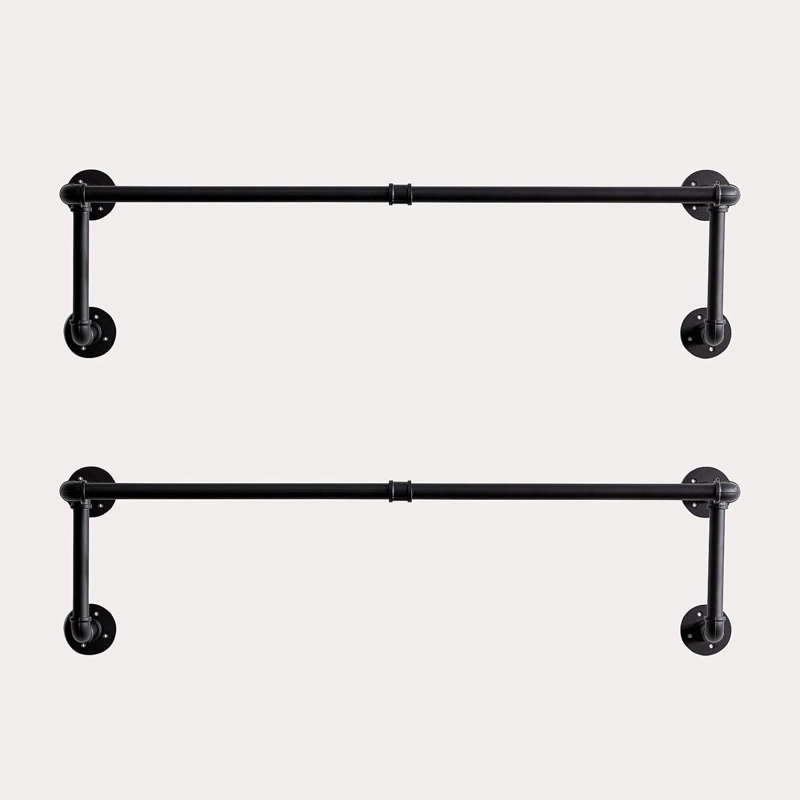 Portemanteaux, portemanteaux mural industriel pour suspendre les vêtements, portemanteau mural robuste, tringles à vêtements polyvalentes pour le rangement des placards, noir, 2 pièces