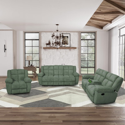 3-Piece Corduroy Manual Reclining Living Room Sofa Set