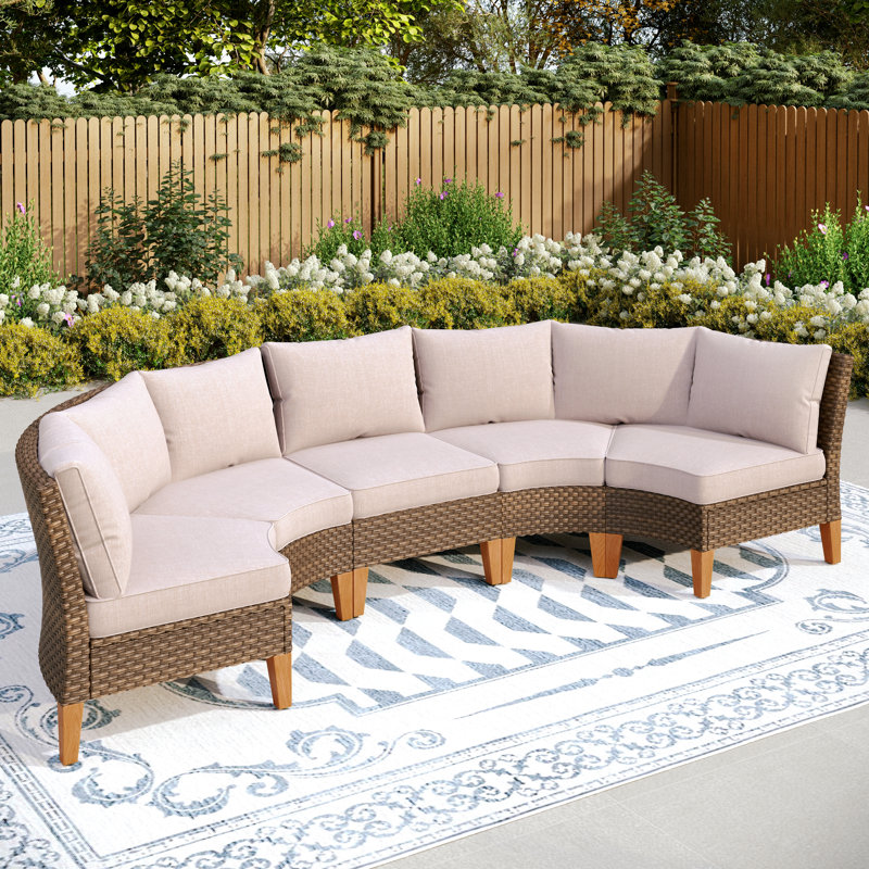 Ensemble de conversation d'extérieur pour 5 personnes avec coussins Argyri, Beige, Non