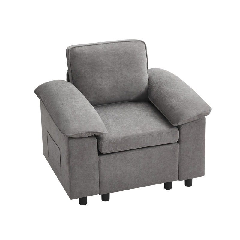 Fauteuil en chenille rembourré l 37,8 po, Gris clair