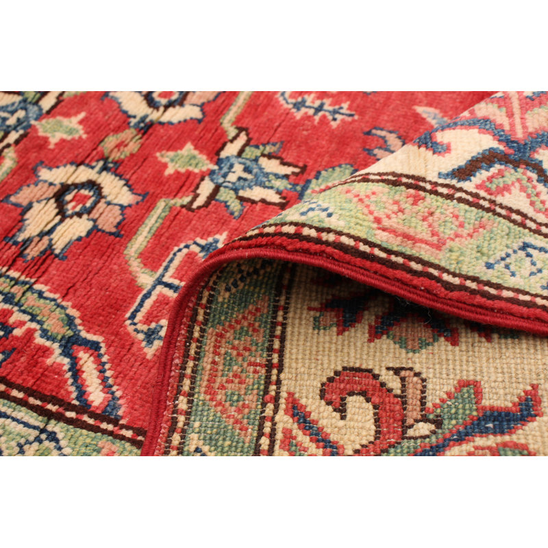 Tapis unique en laine noué à la main rouge Gazni des années 2010 de 5 pi 2 po x 6 pi 5 po Qaiden