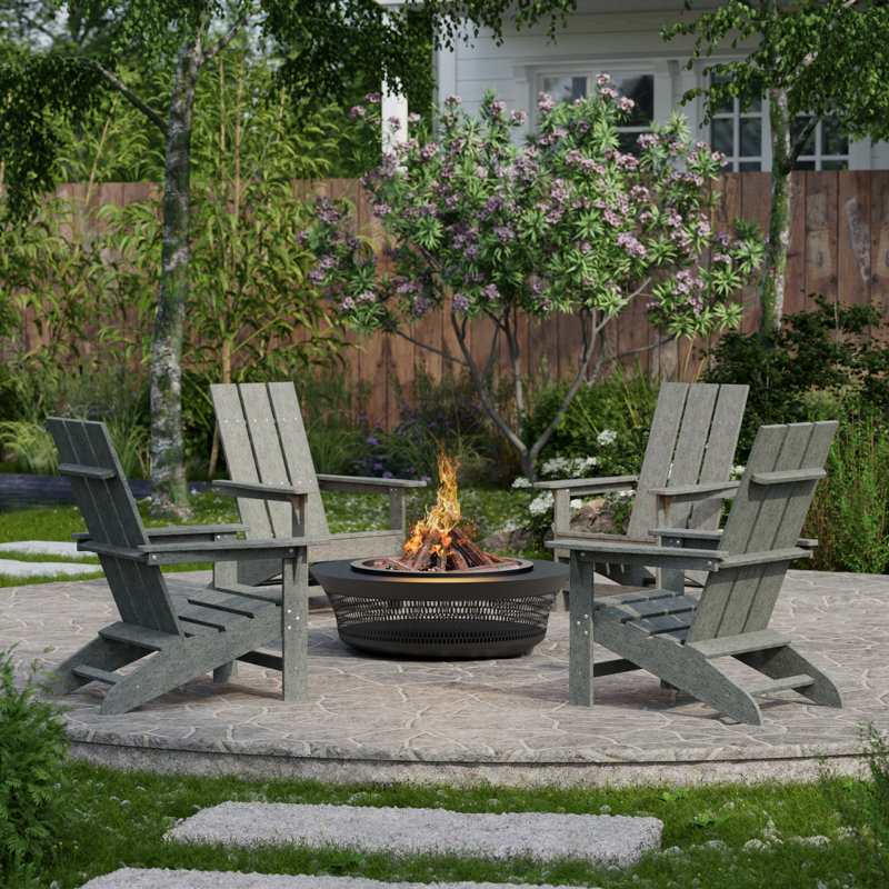 Freedom 4-Piece Modern Adirondack Conversation Set, Dark Gray