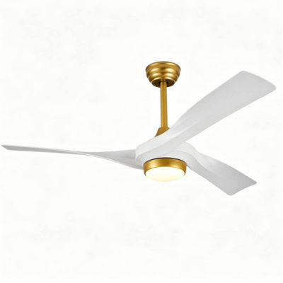  52 Inch 3 Blades Ceiling Fan with Light White Lamp White Blades