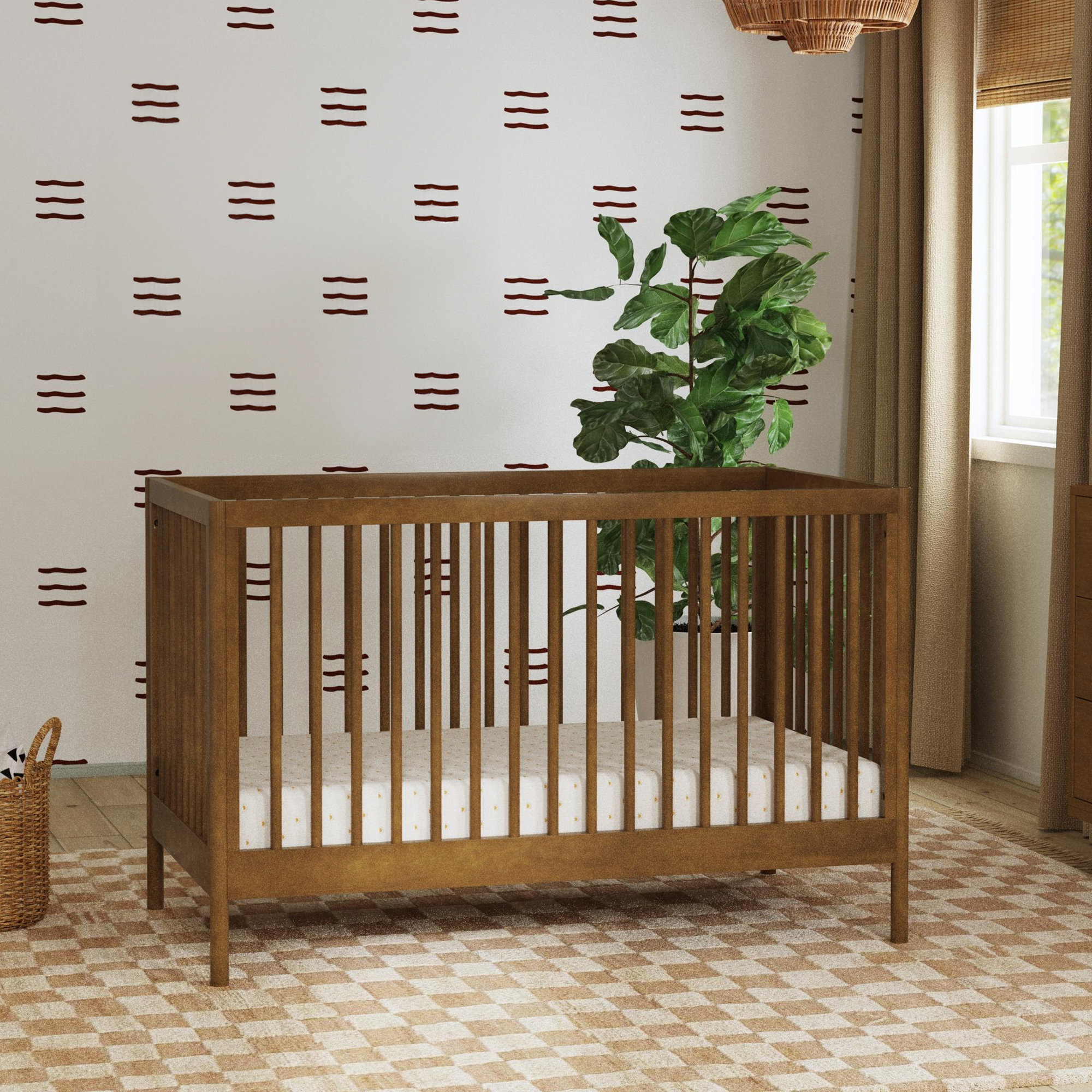 Birdie 3 in 1 Convertible Crib, Walnut