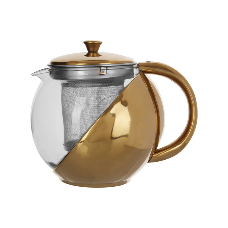 Symple Stuff Hraztan 650ml Glass No Pattern Teapot, Gold