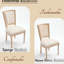 Chaises de salle à manger French Country de 2 personnes, beige, revêtement en lin de coton, dossier en forme de T, structure en bois massif, démontable, espace, conception, technique de tréfilage Assemblage facile, sculpture et conception