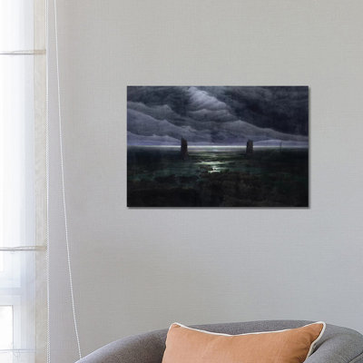 Sea Shore In Moonlight by Caspar David Friedrich - Wrapped Canvas Painting