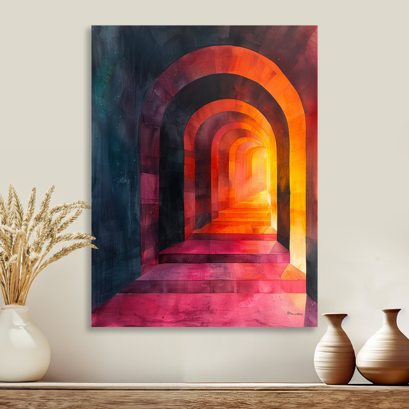 «Yellow Green Tunnel Vision», reproduction d'art mural, Sans cadre, métal, H 16 po x l 32 po