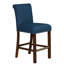 2 tabourets de comptoir rembourrés avec décoration cloutée - bleu, configuration de siège rabattable, pieds en bois massif noyer