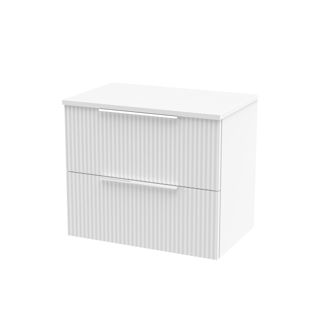 Fluted 600mm Wall Hung Single Vanity Unit with Worktop