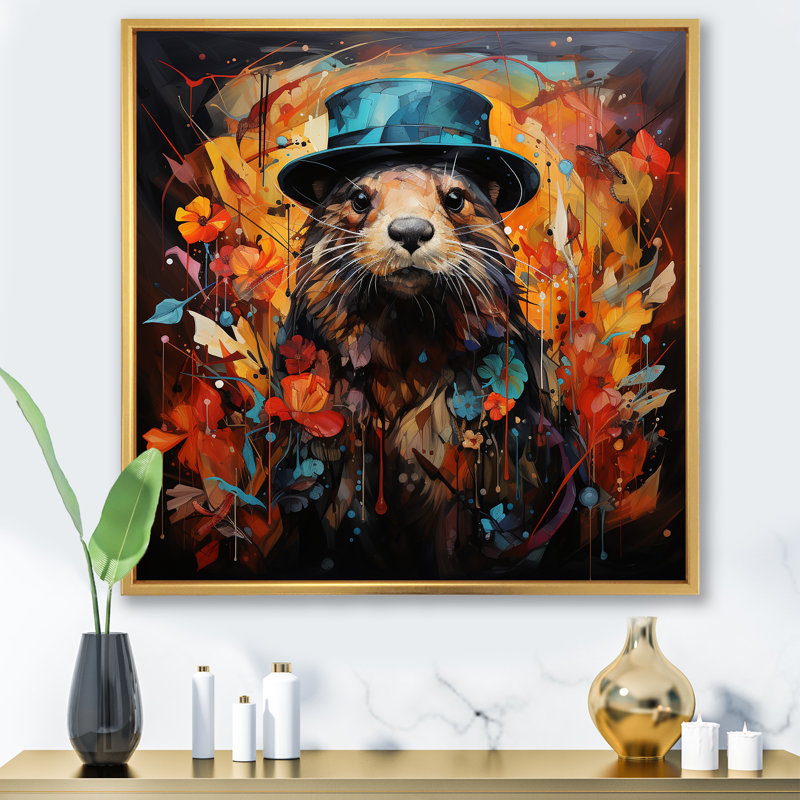 Art africain Kikuyu, art mural «Meercat», H 36 po x l 36 po x P 1,5 po, Cadre doré simple